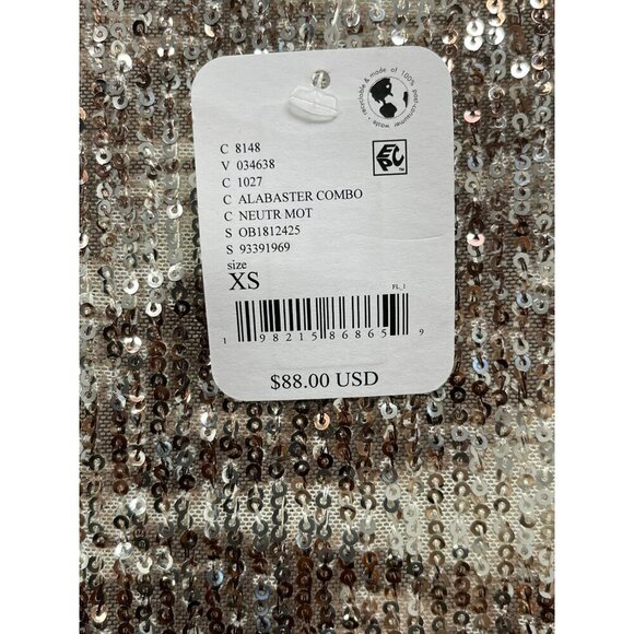 Free People Gold Rush Size XS Animal Print Sequin Top Shirt NWT - Picture 4 of 6